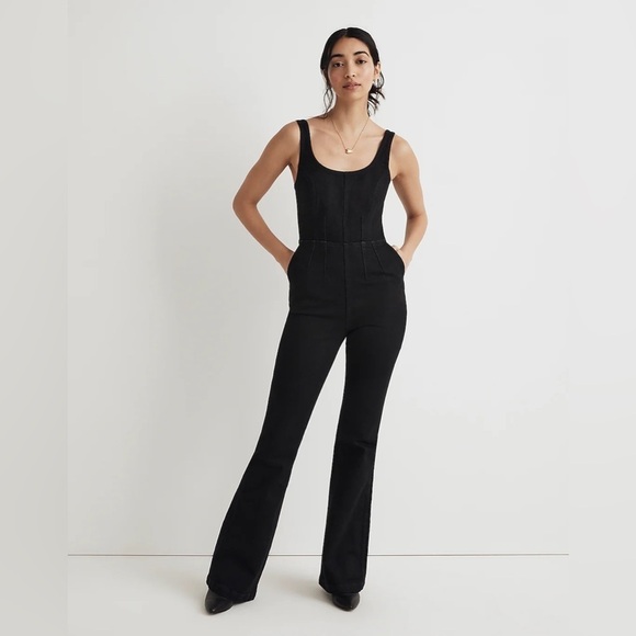Madewell Denim Flare-Leg Jumpsuit in Bonner Wash - Picture 1 of 16